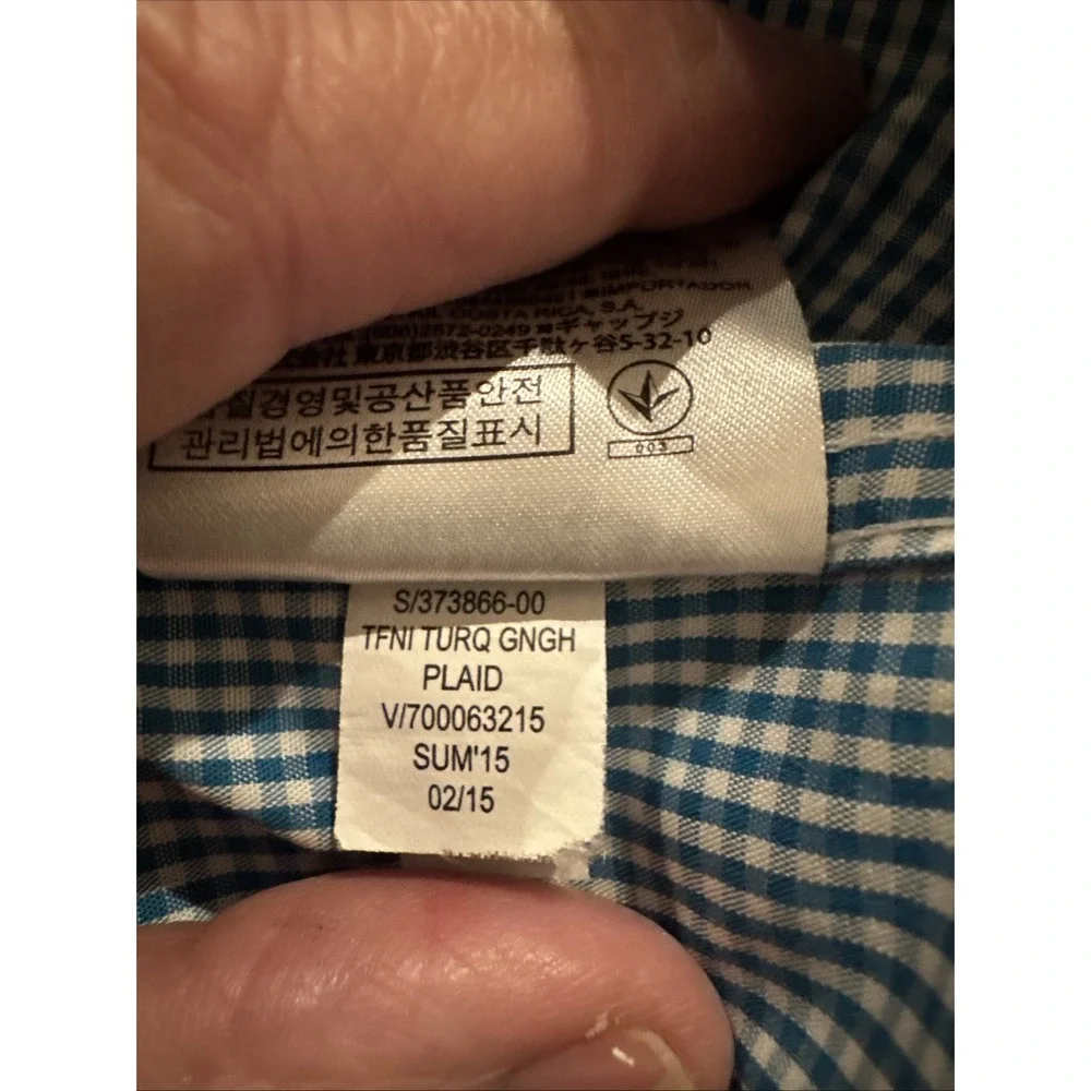 Banana Republic Non-iron Slim Fit Long Sleeve Mens Shirt L 16.5x33 Blue Check